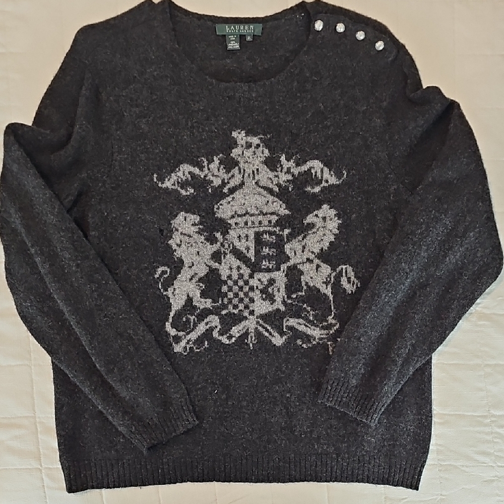 Ralph Lauren Gray Sweater with Crest Design